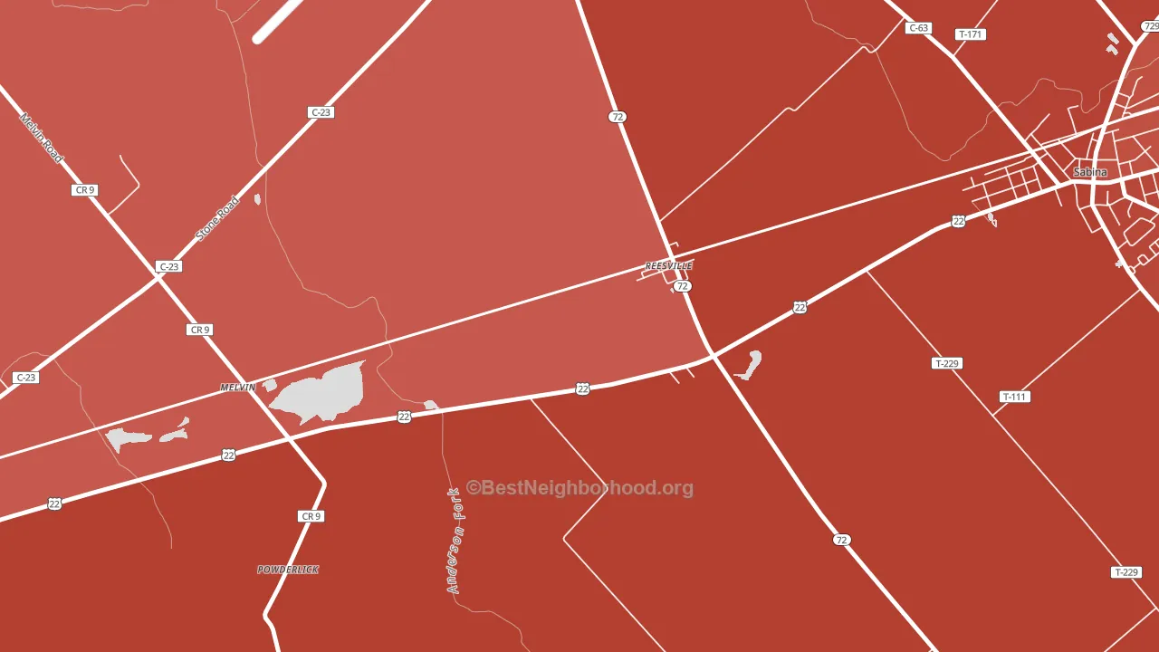 45166, OH block-group political-lean map