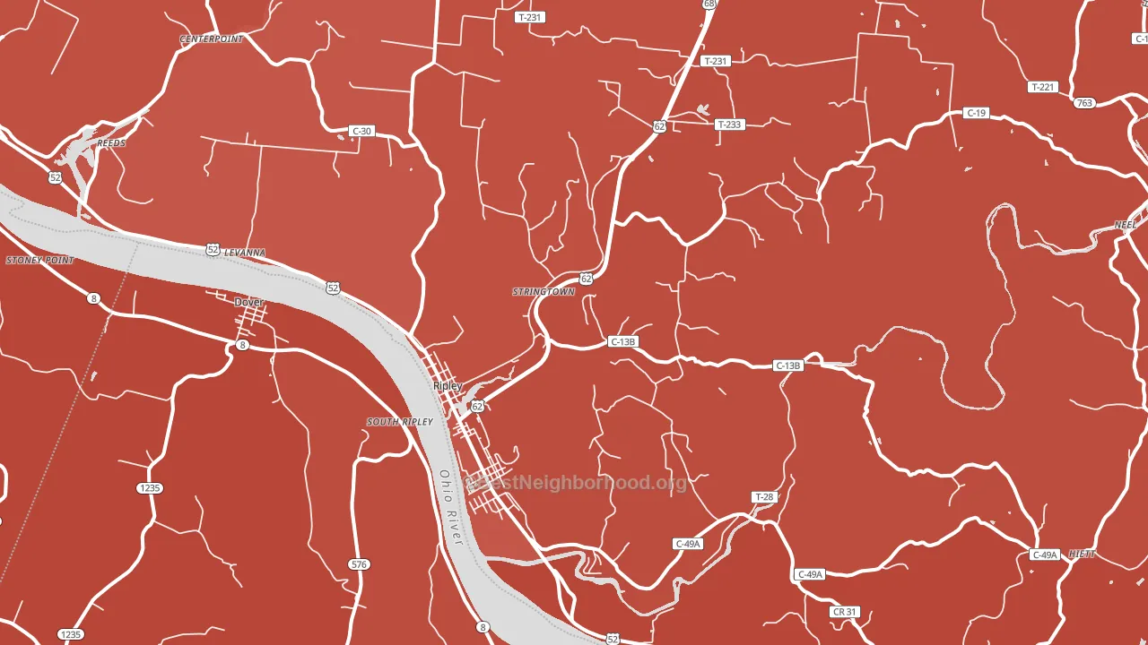 45167, OH block-group political-lean map
