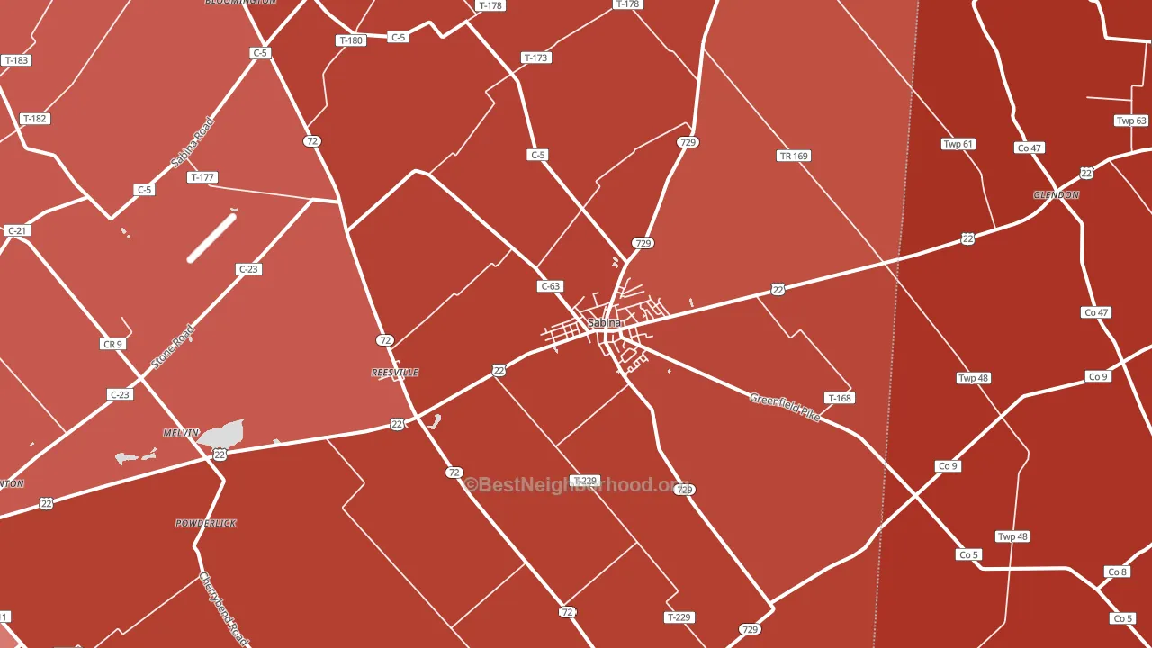 45169, OH block-group political-lean map
