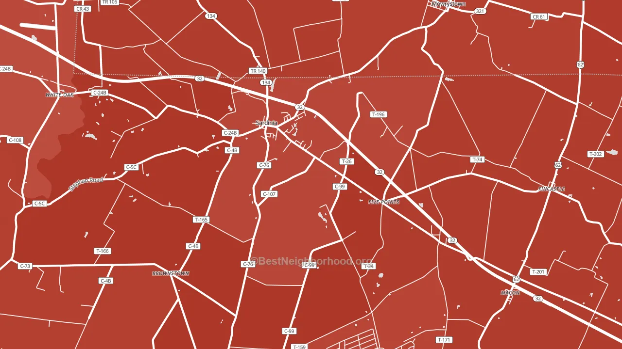 45171, OH block-group political-lean map