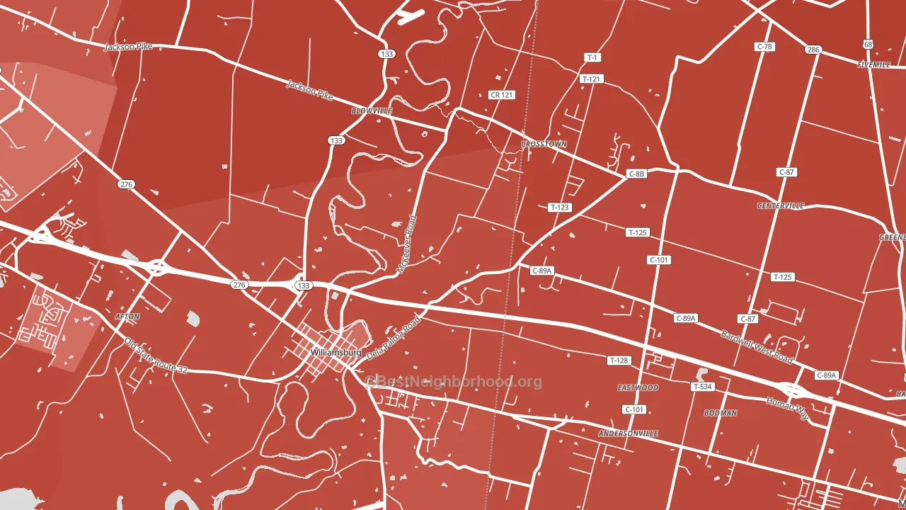 45176, OH block-group political-lean map