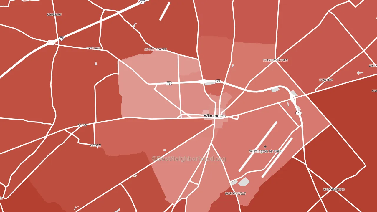 45177, OH block-group political-lean map
