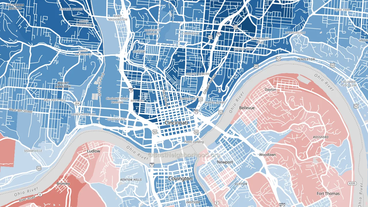 45202, OH block-group political-lean map