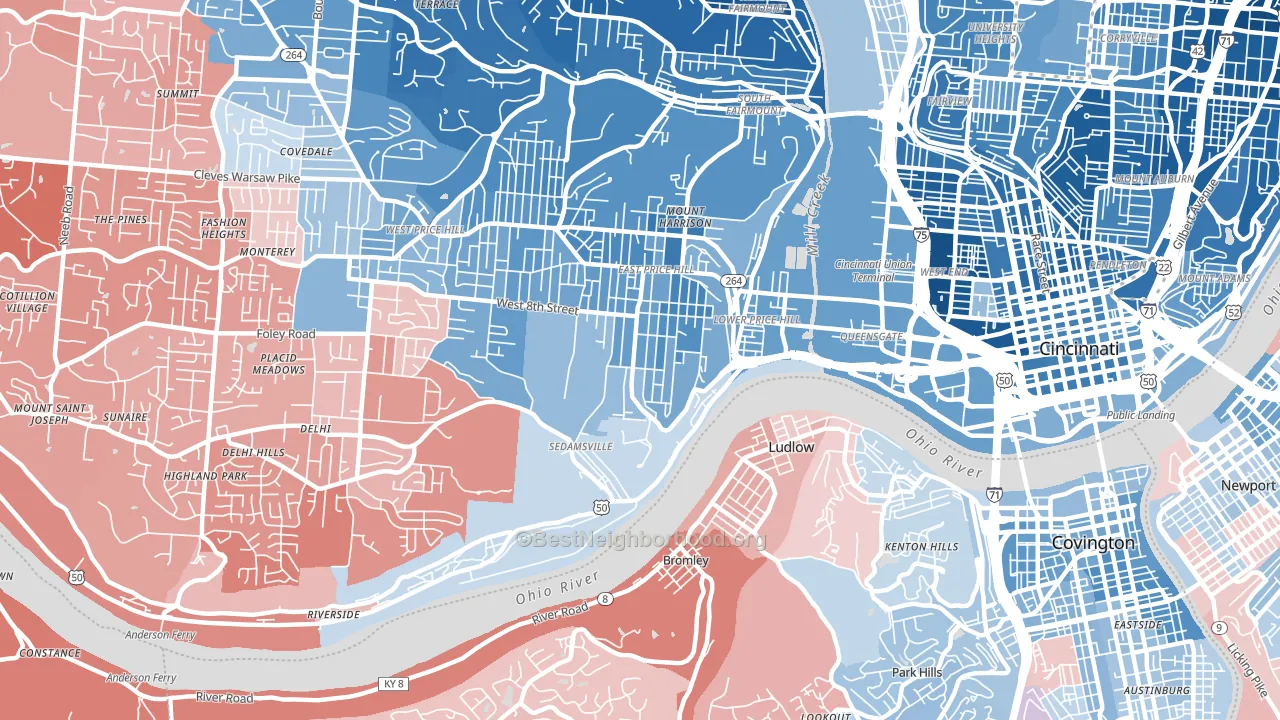 45204, OH block-group political-lean map
