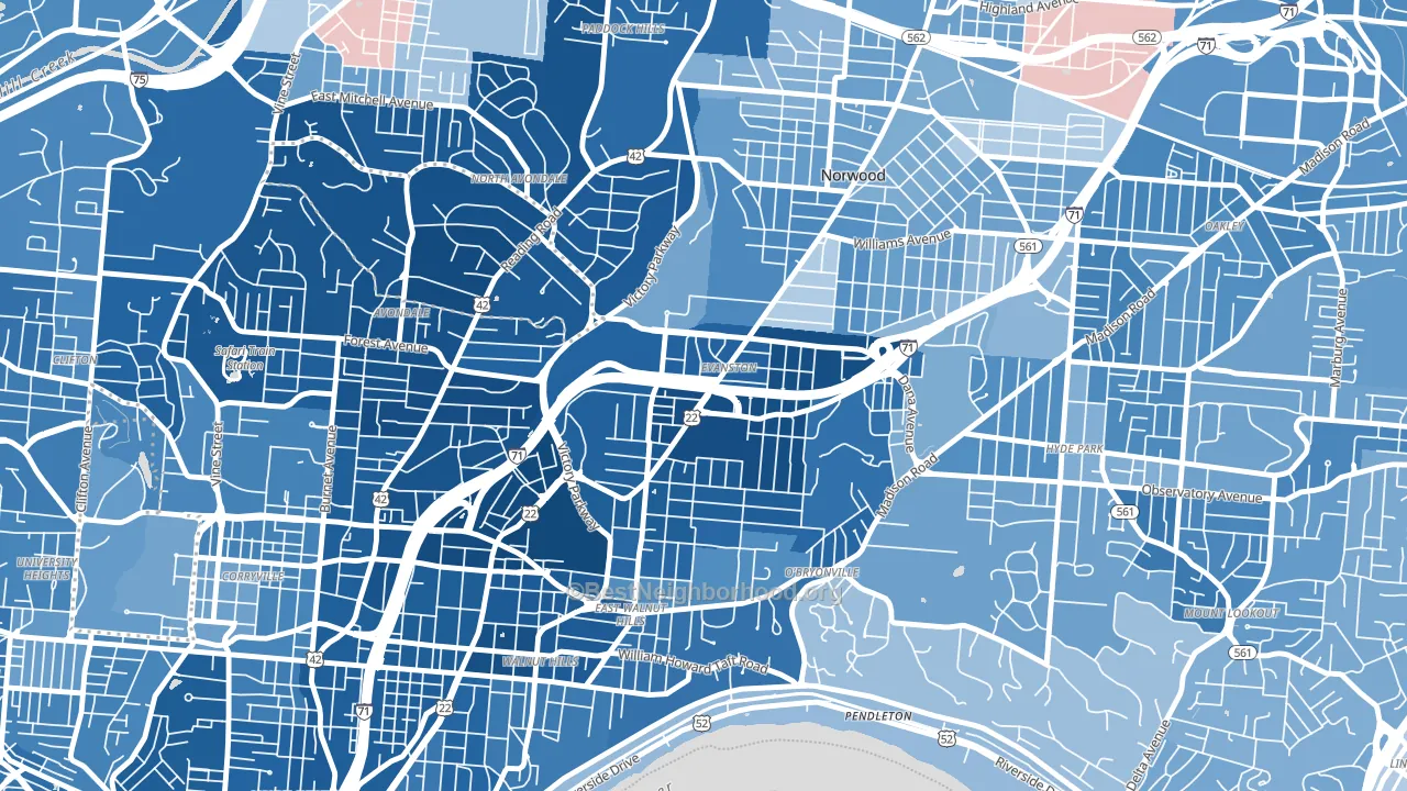 45207, OH block-group political-lean map