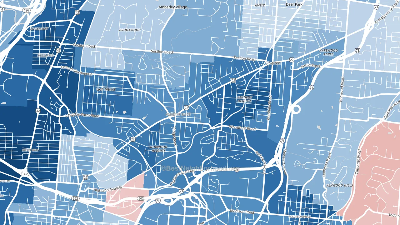 45213, OH block-group political-lean map