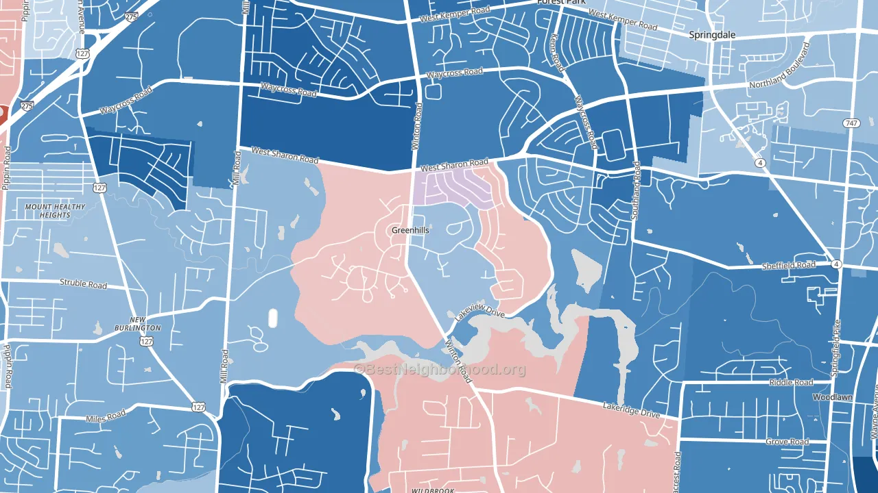 45218, OH block-group political-lean map