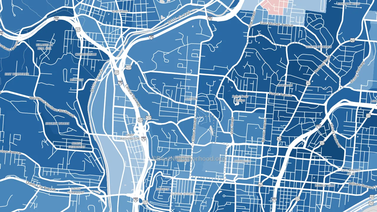 45220, OH block-group political-lean map