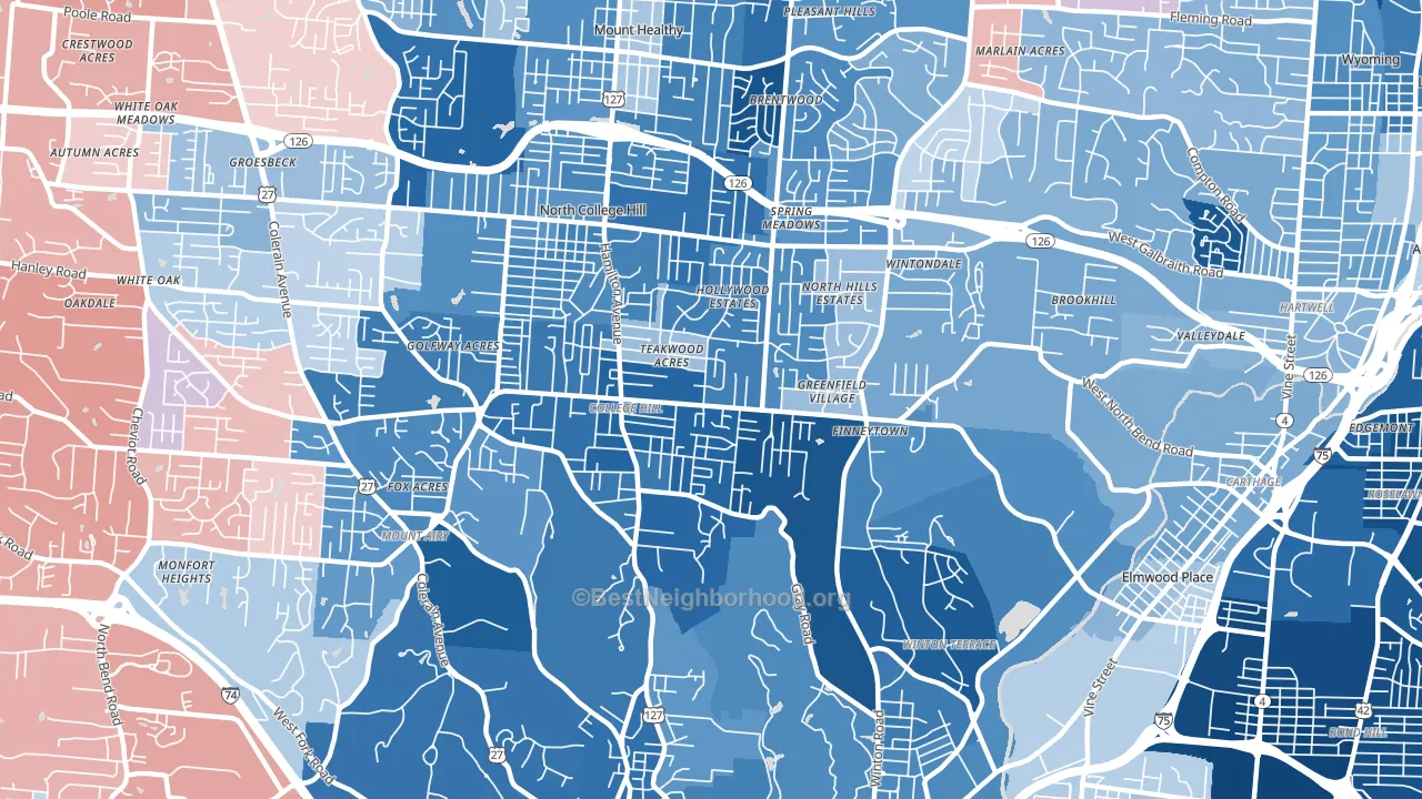 45224, OH block-group political-lean map