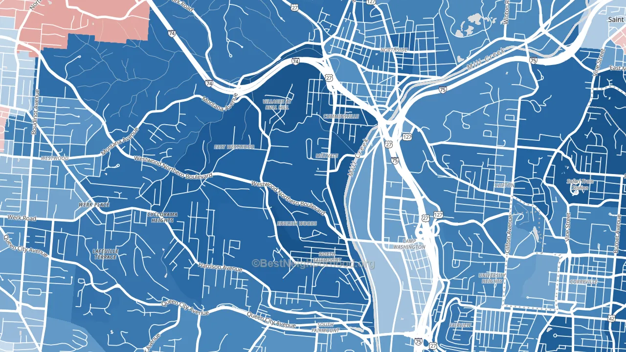 45225, OH block-group political-lean map