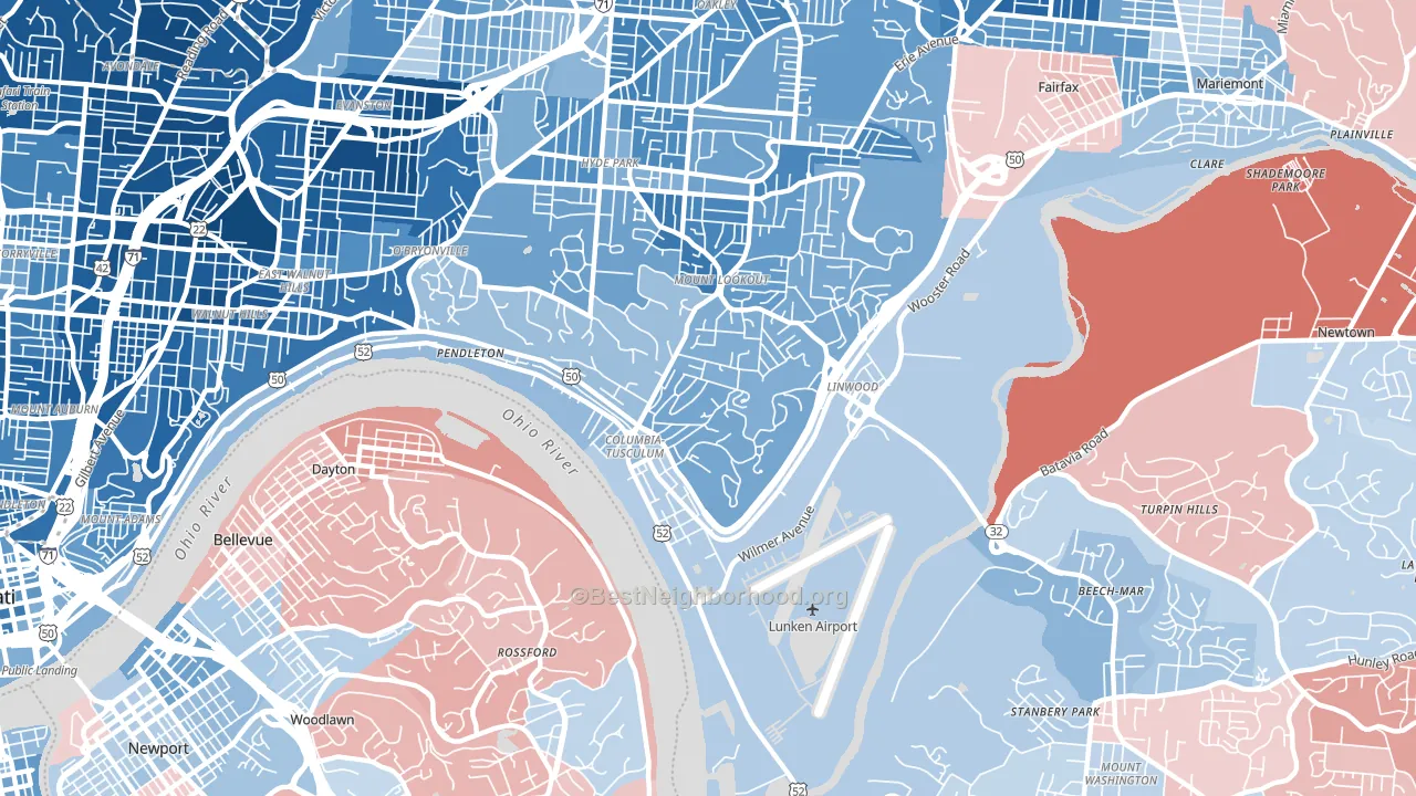 45226, OH block-group political-lean map