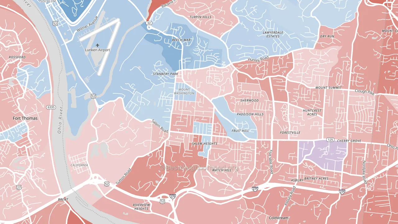 45230, OH block-group political-lean map