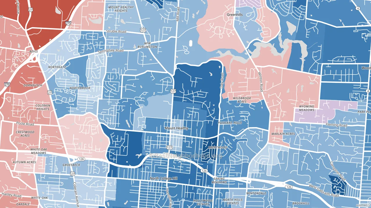 45231, OH block-group political-lean map