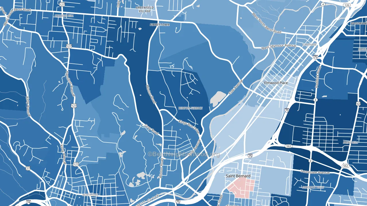 45232, OH block-group political-lean map