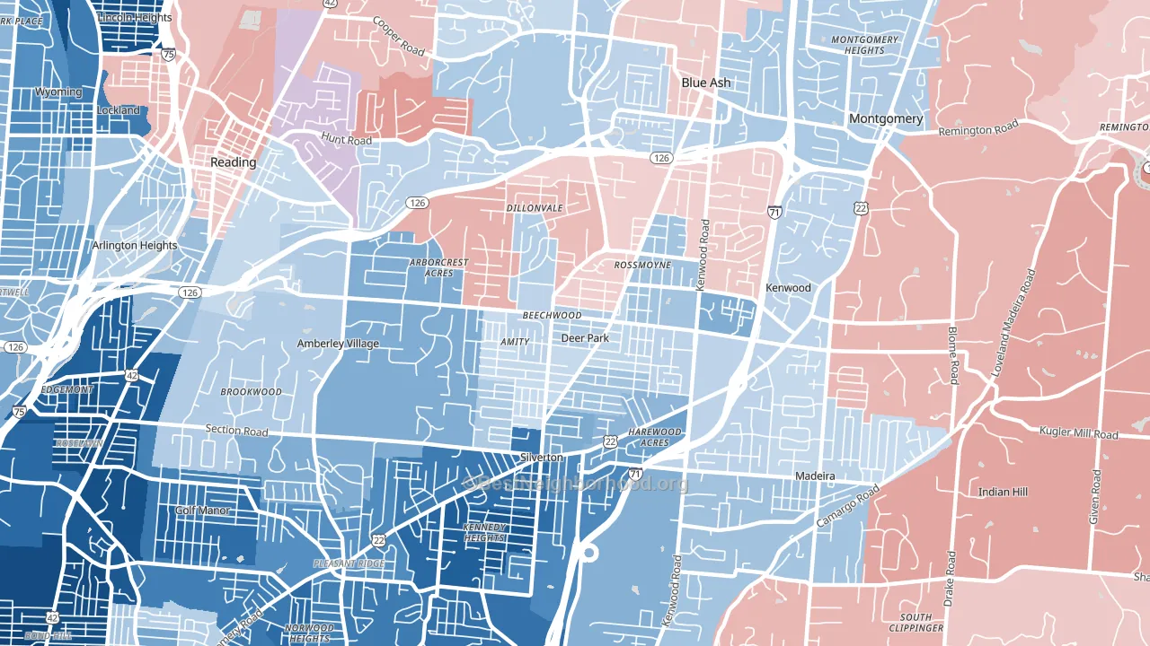 45236, OH block-group political-lean map