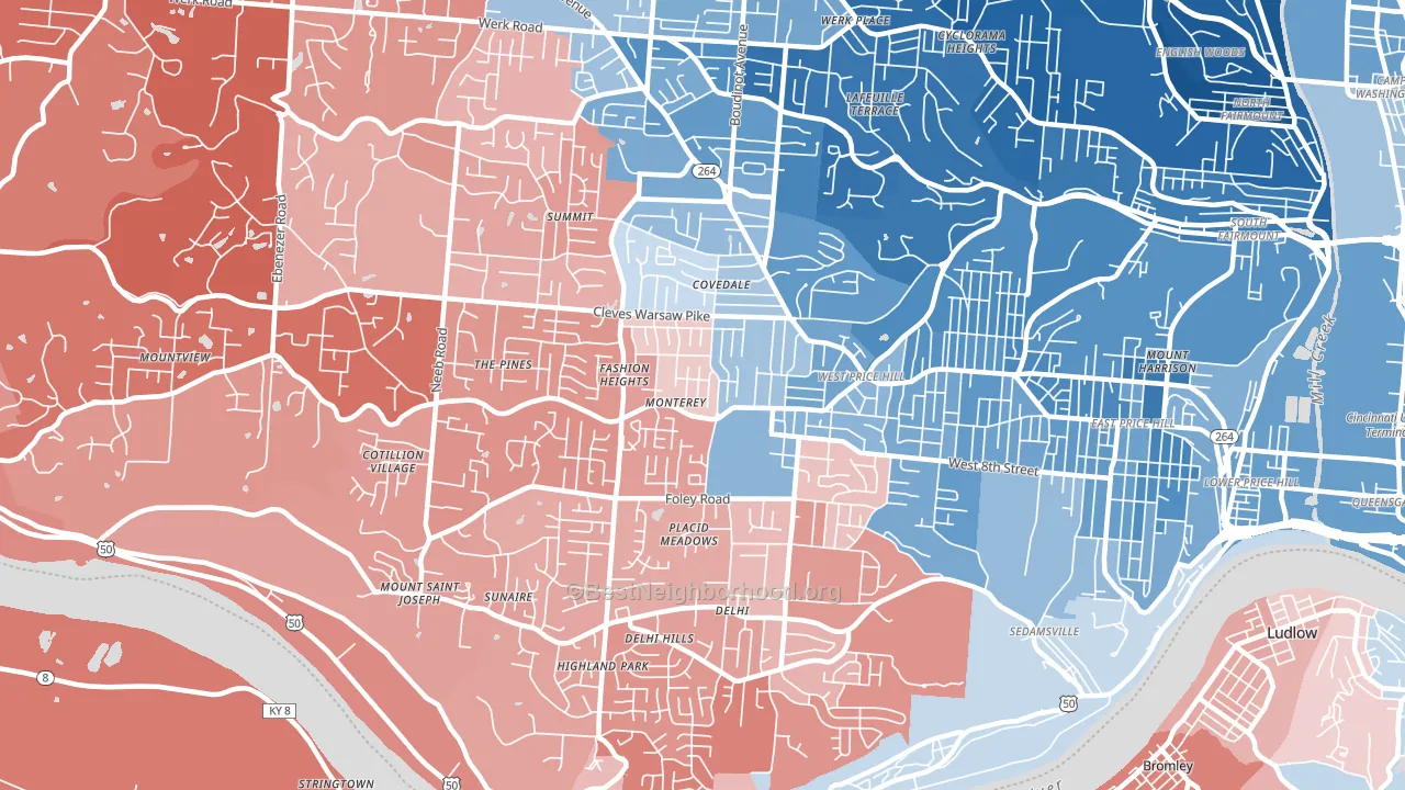 45238, OH block-group political-lean map