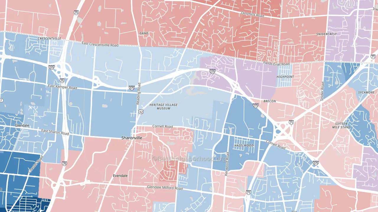 45241, OH block-group political-lean map