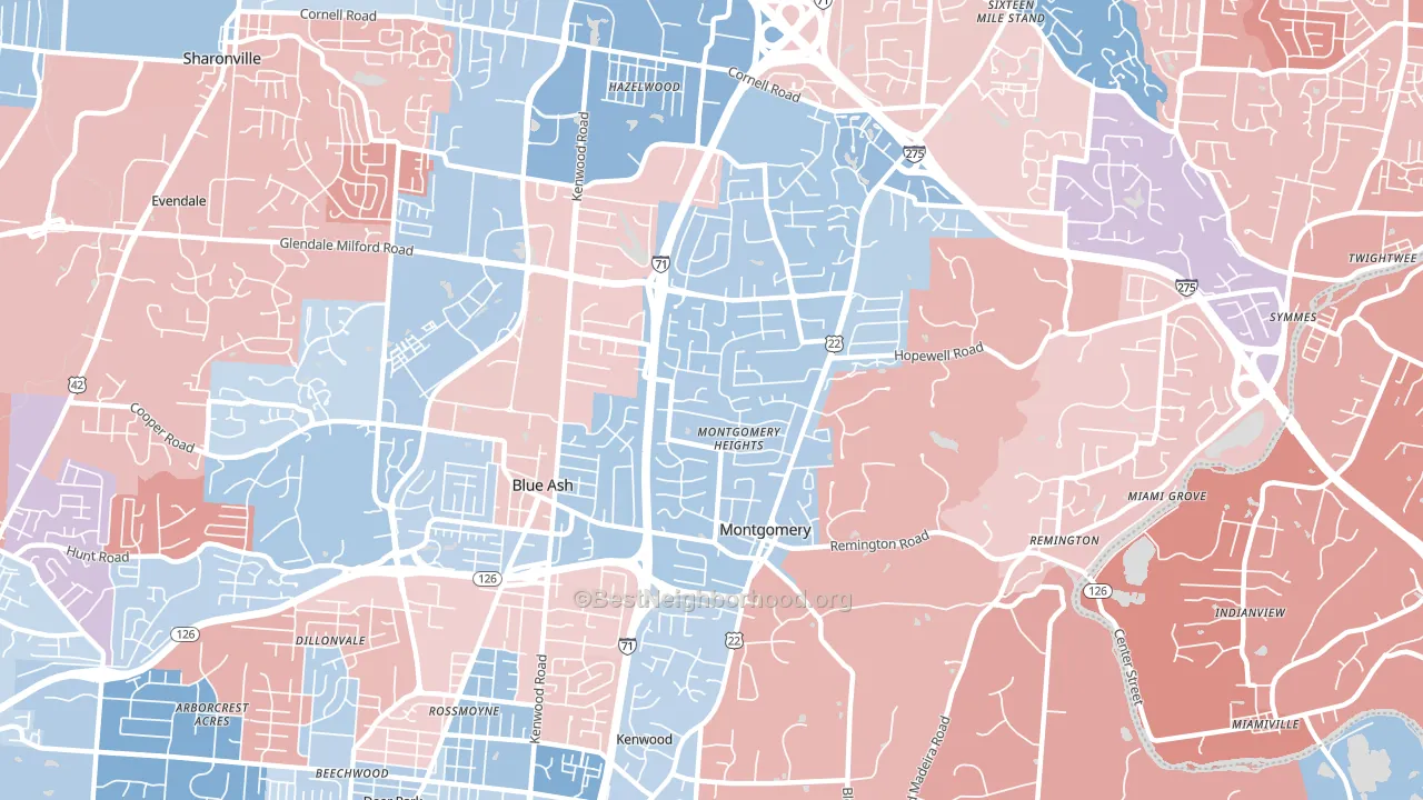 45242, OH block-group political-lean map