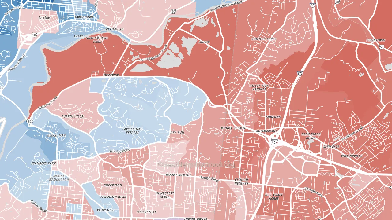 45244, OH block-group political-lean map