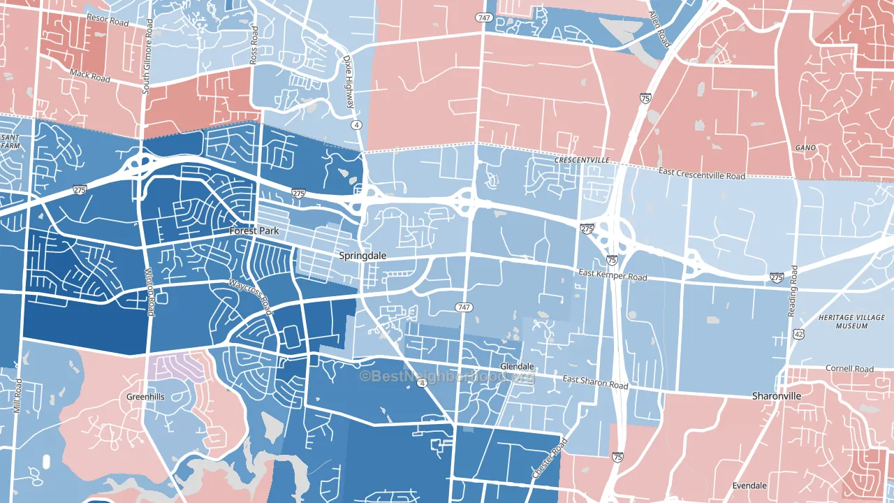 45246, OH block-group political-lean map