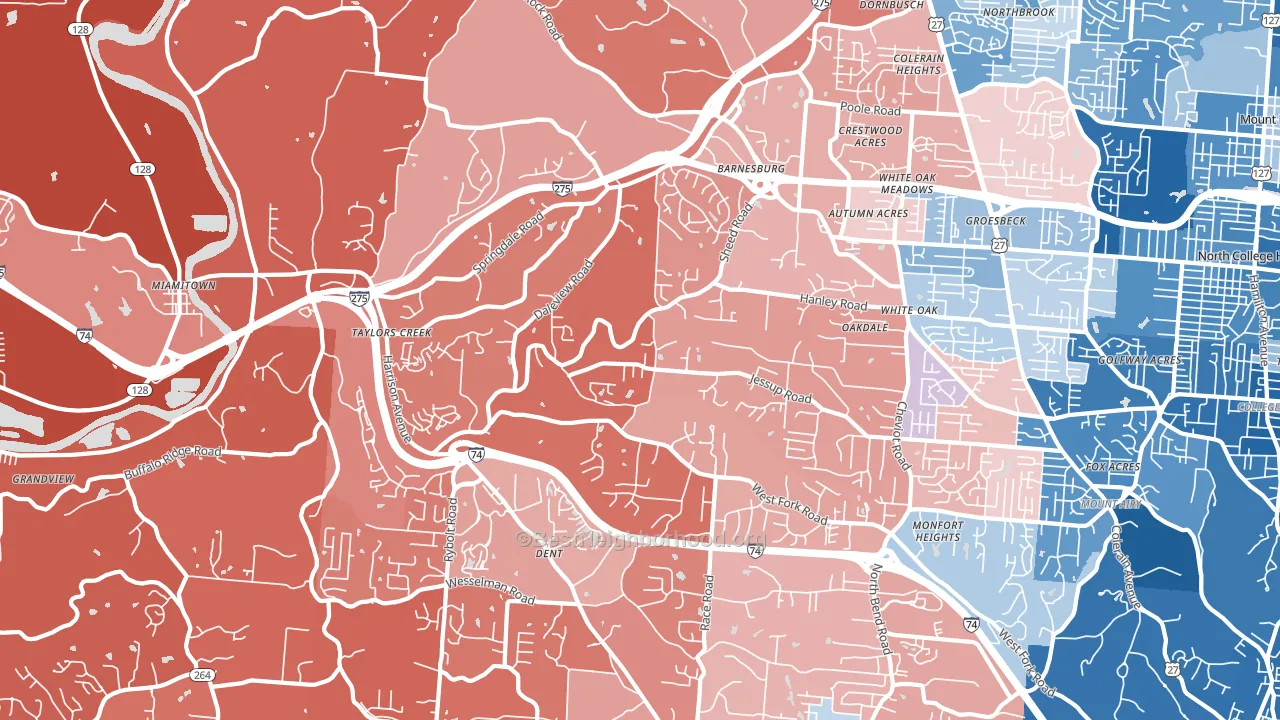 45247, OH block-group political-lean map