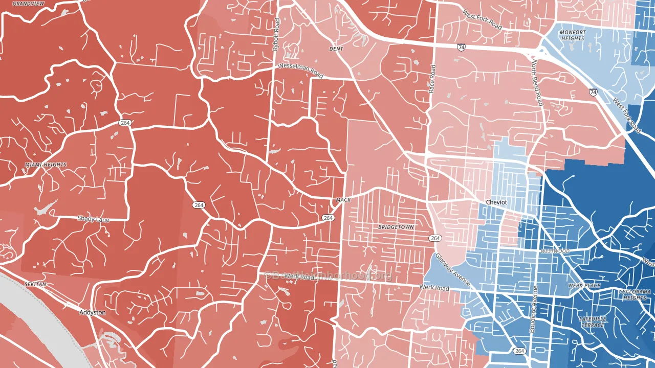 45248, OH block-group political-lean map