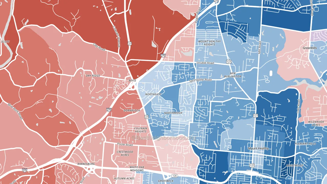 45251, OH block-group political-lean map