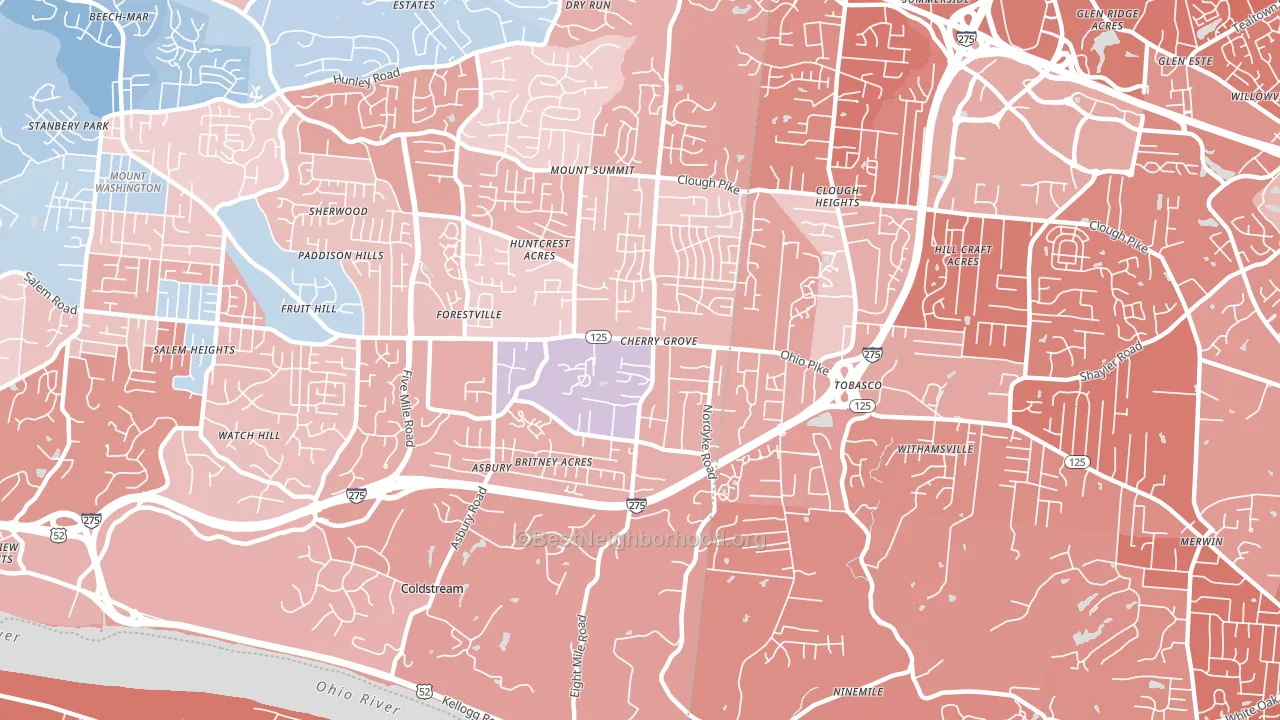45255, OH block-group political-lean map