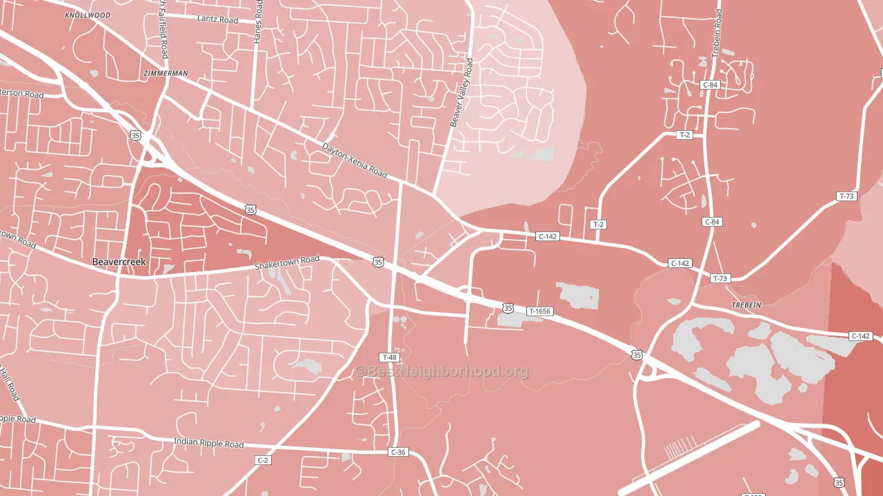 45301, OH block-group political-lean map