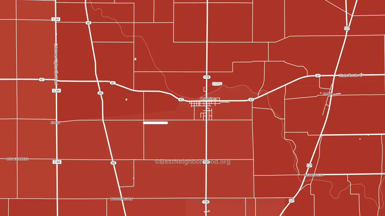 45303, OH block-group political-lean map