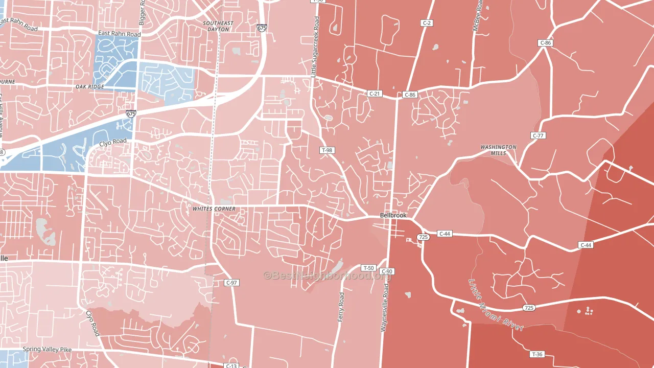 45305, OH block-group political-lean map