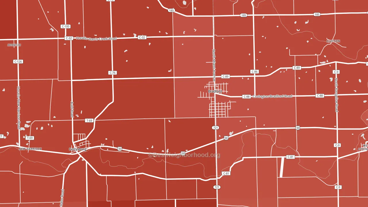 45308, OH block-group political-lean map