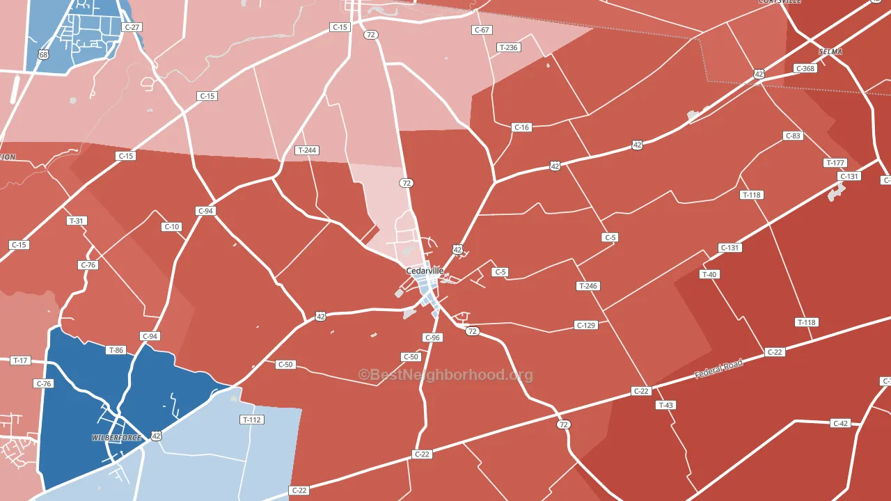45314, OH block-group political-lean map