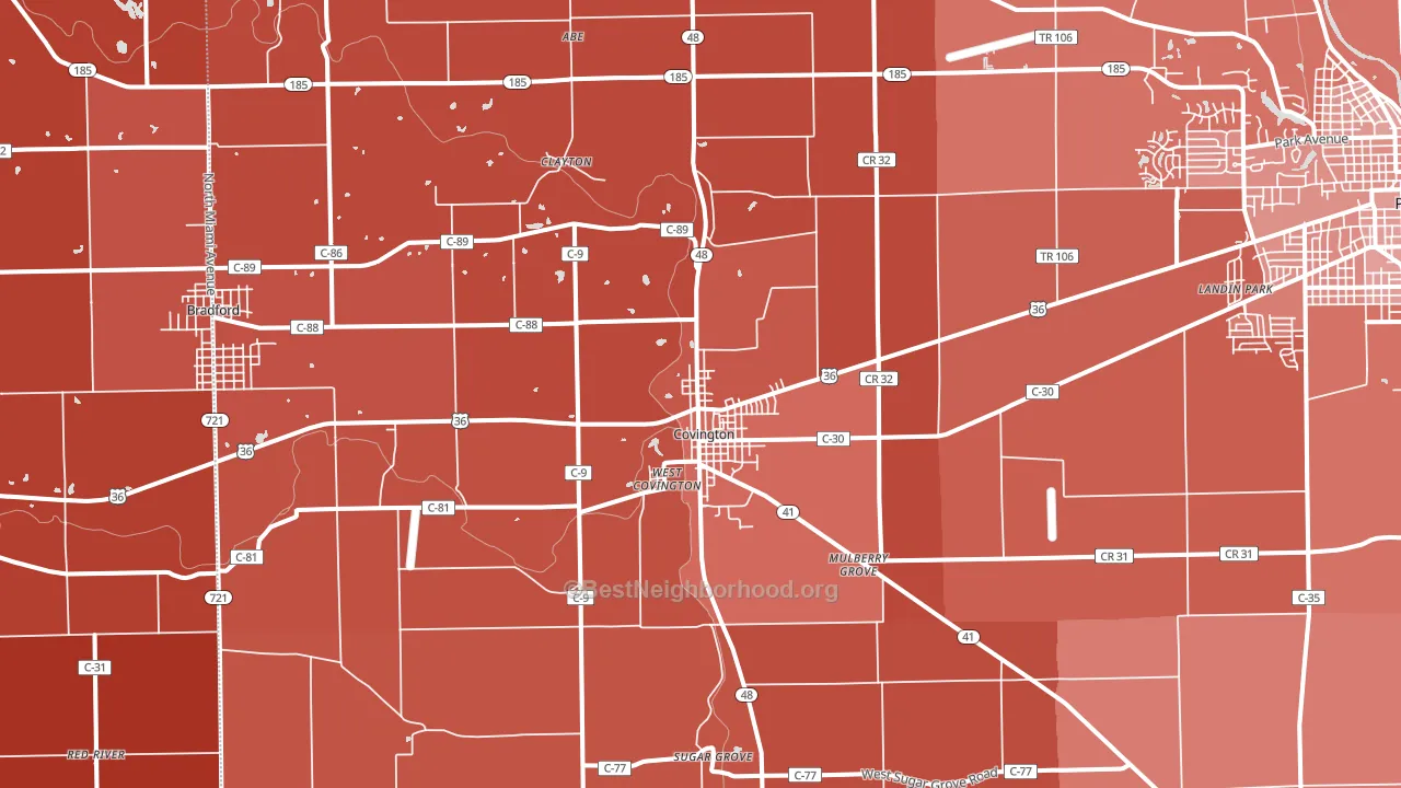 45318, OH block-group political-lean map