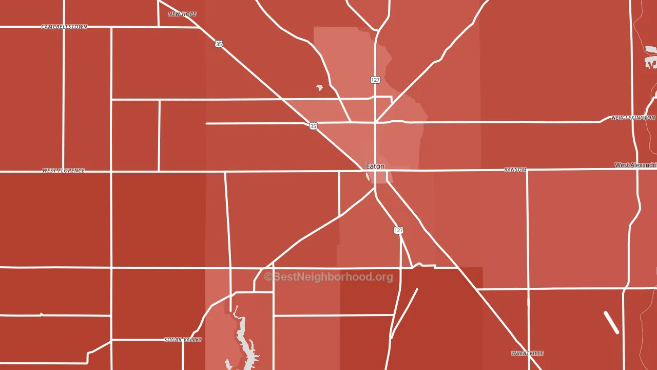 45320, OH block-group political-lean map
