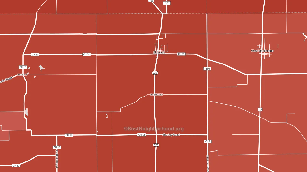 45321, OH block-group political-lean map
