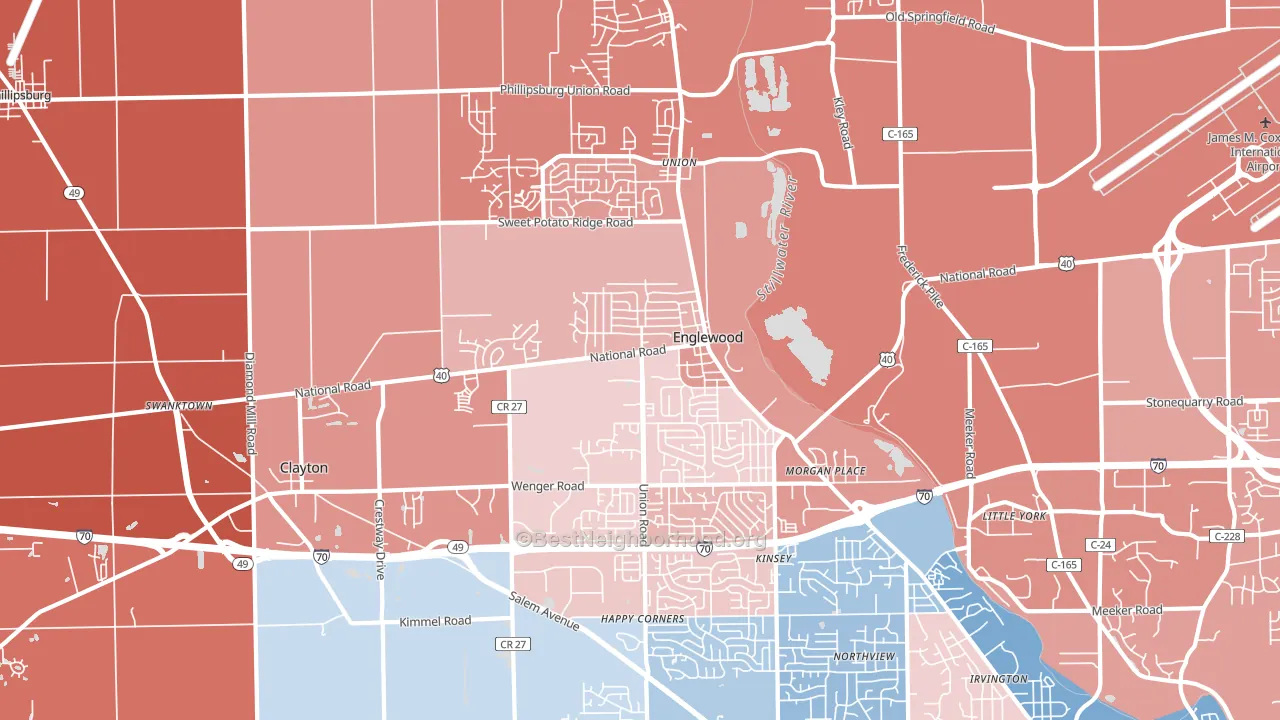 45322, OH block-group political-lean map