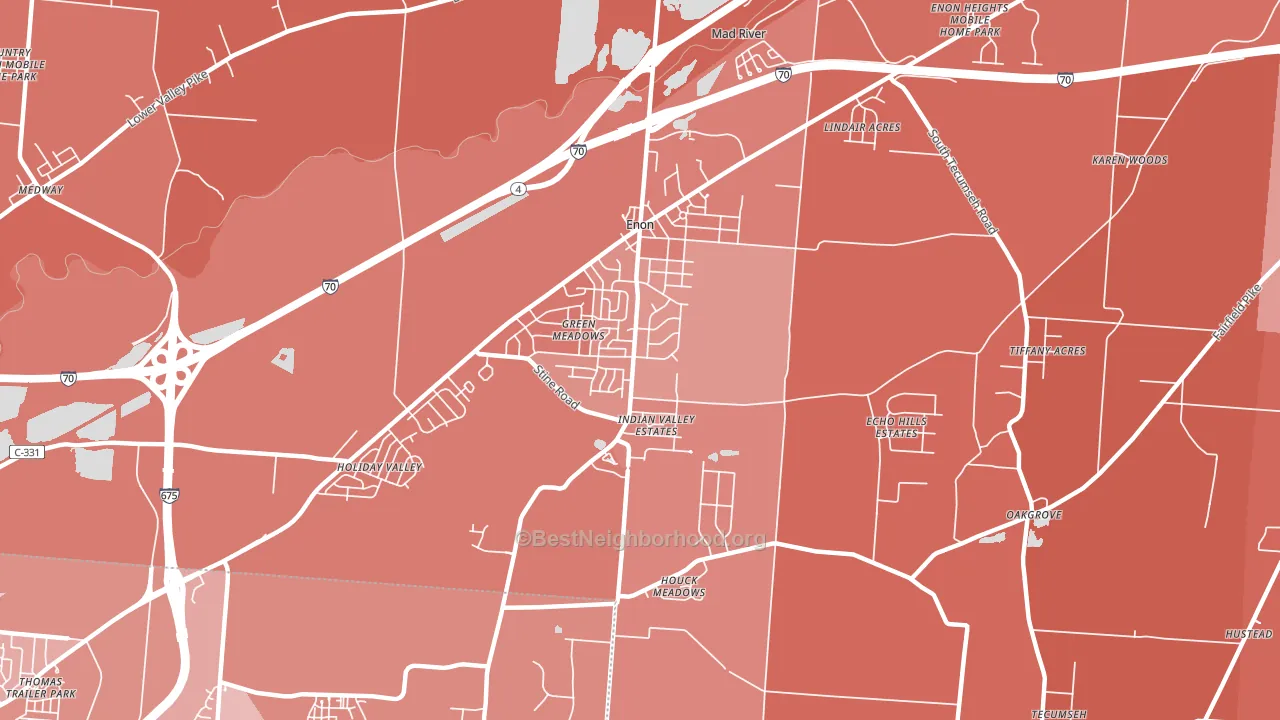 45323, OH block-group political-lean map