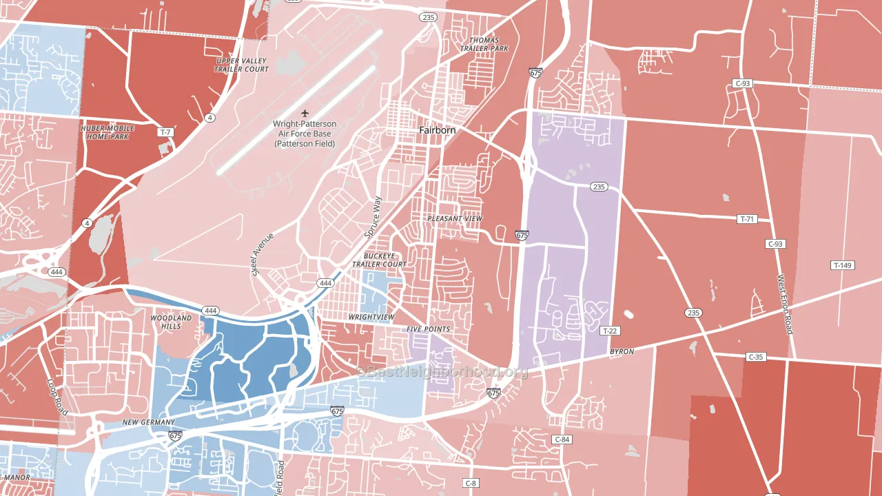 45324, OH block-group political-lean map