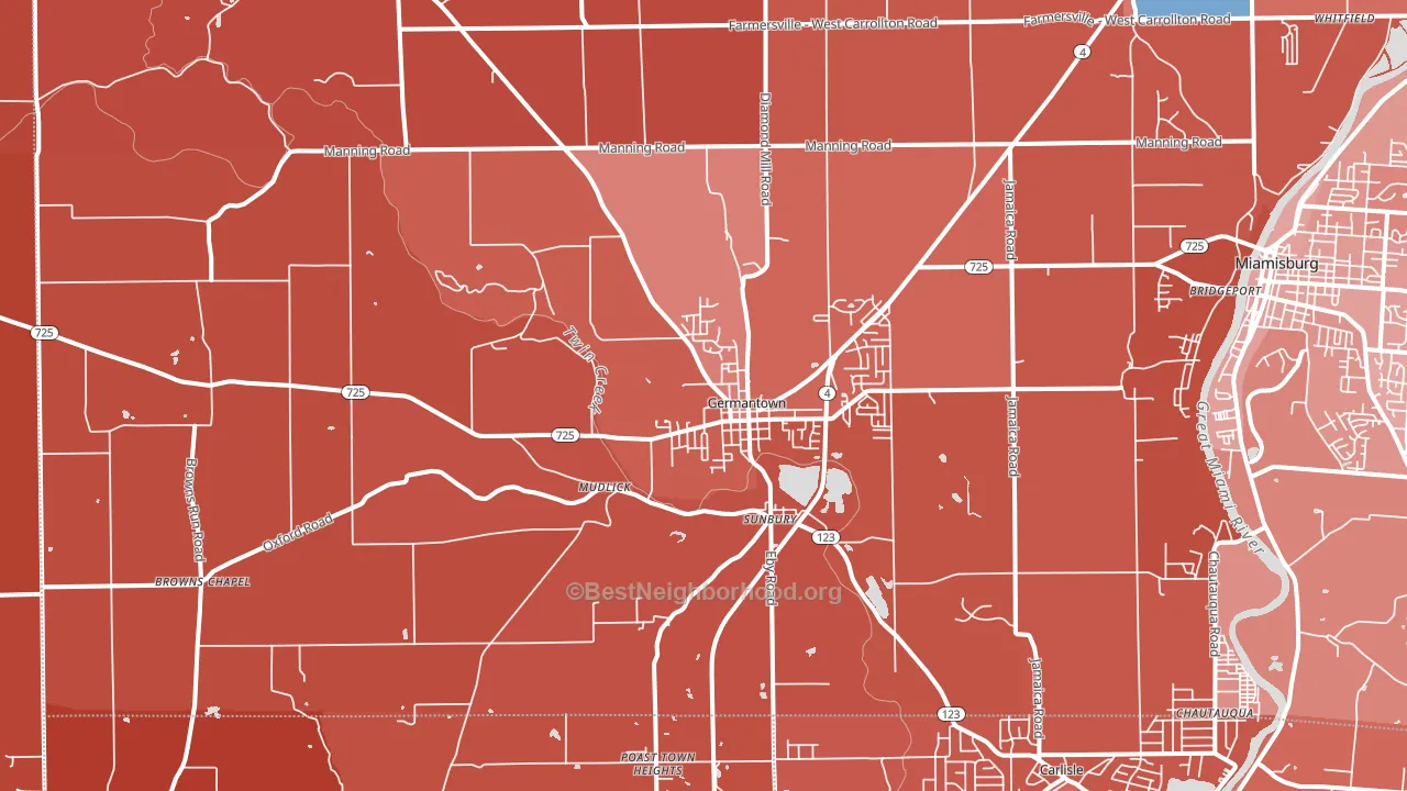 45327, OH block-group political-lean map