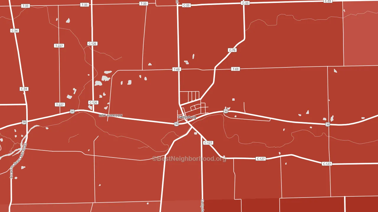 45328, OH block-group political-lean map