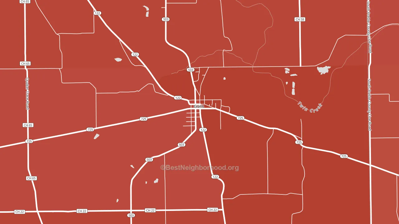 45330, OH block-group political-lean map