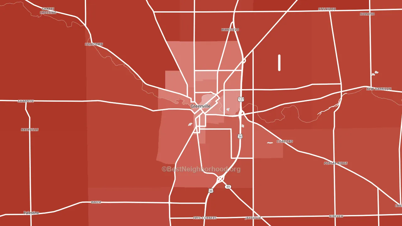 45331, OH block-group political-lean map