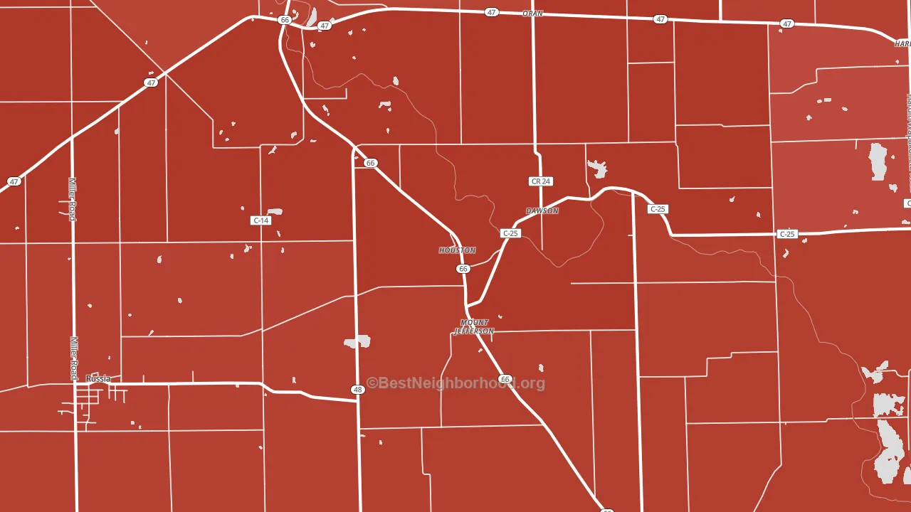 45333, OH block-group political-lean map