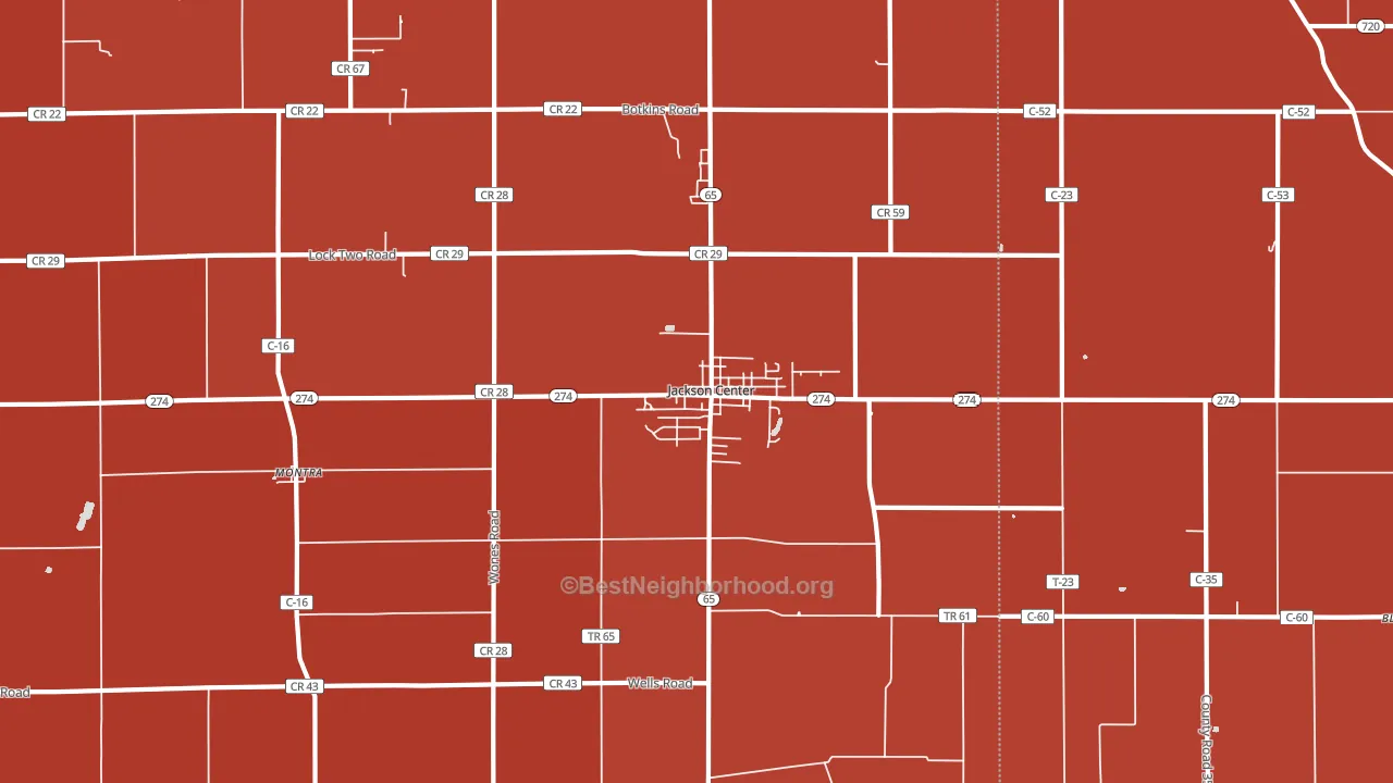 45334, OH block-group political-lean map