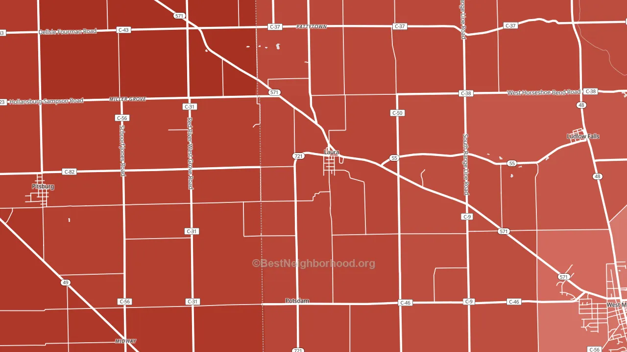45337, OH block-group political-lean map