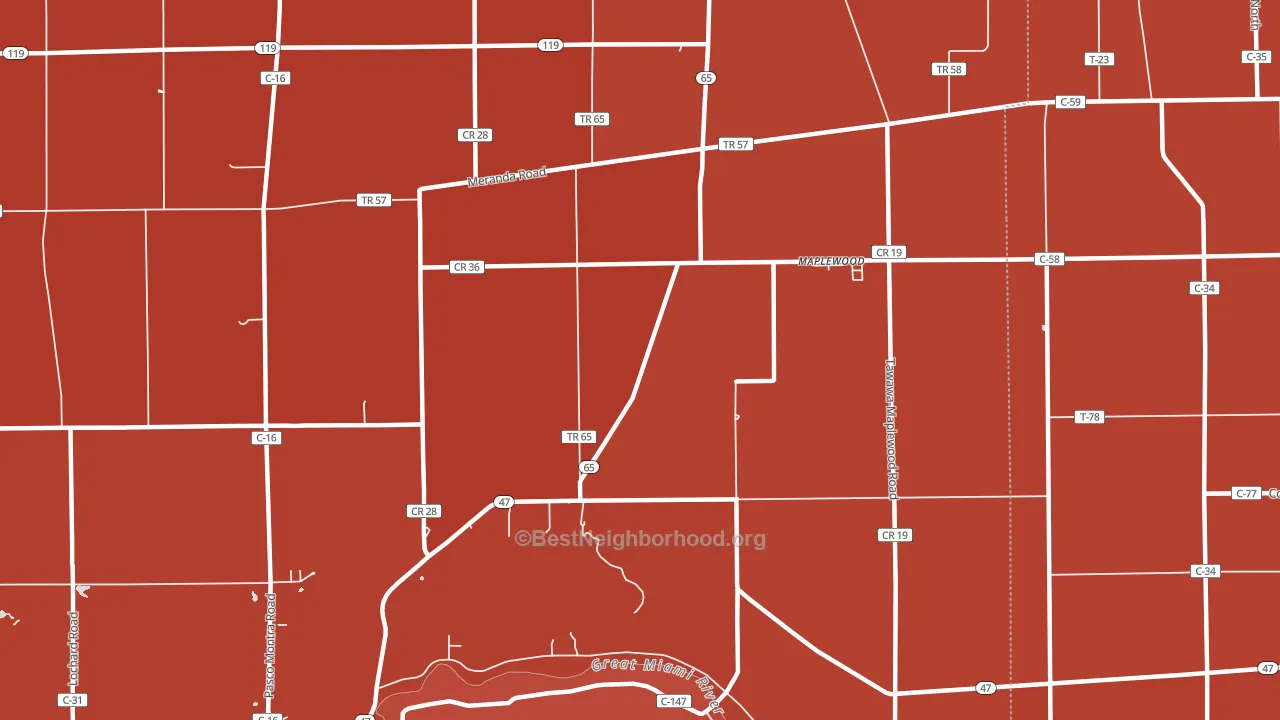 45340, OH block-group political-lean map