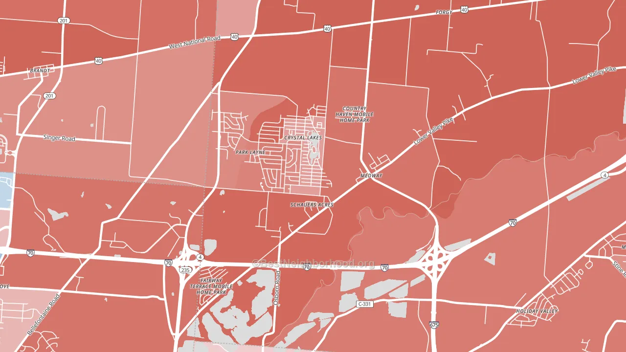 45341, OH block-group political-lean map