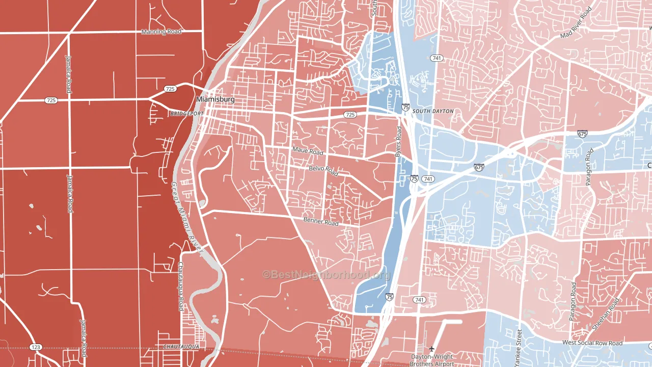 45342, OH block-group political-lean map