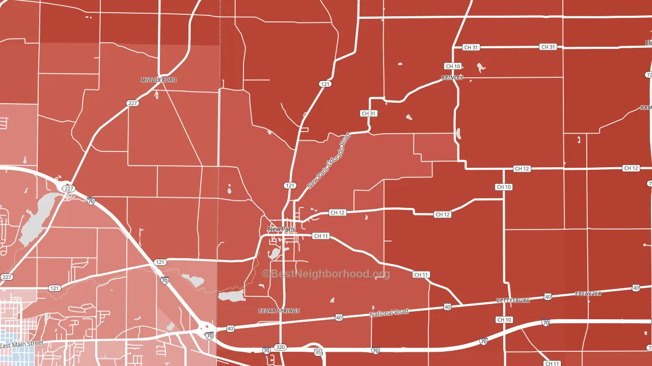 45347, OH block-group political-lean map